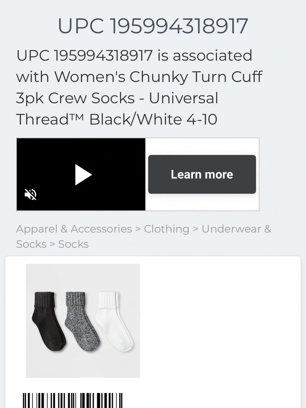 Universal Thread 3-Pack turn-cuff Socks - Black, Marled Gray, White